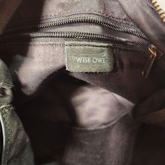 Wise Owl Leather Crossbody Bag Purse Black Travel Business Work Casual - Picture 9 of 15